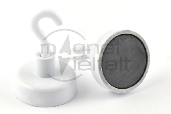 Ferrite Hook Magnets, 25 mm diameter, white