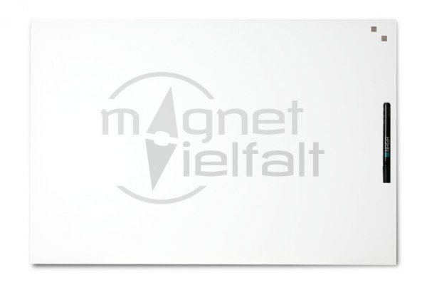 Magnetic glass board, 40 x 60 cm, white, incl. pen and 2 cube magnets